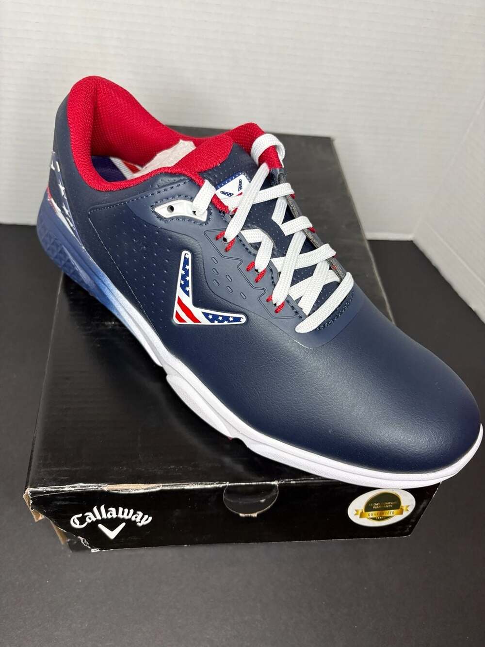 Callaway Coronado V2 Golf Shoes Red/White/Blue USA Flag Spiked